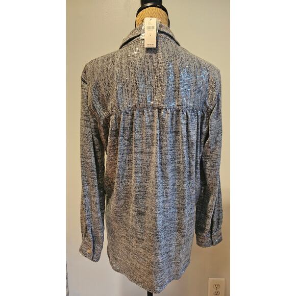 Anthropologie Hadley Relaxed Buttondown Shirt by Pilcro Shine Edition NWT, Sz S - Picture 6 of 9